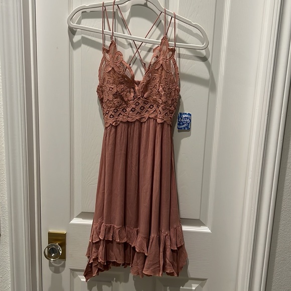 Free People FP One Adella Slip Mini Dress Rose Pink Boho Size XS - Picture 5 of 9